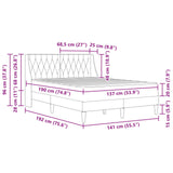 vidaXL Bed Frame with Mattress Dark Grey 137 x 190 cm Velvet