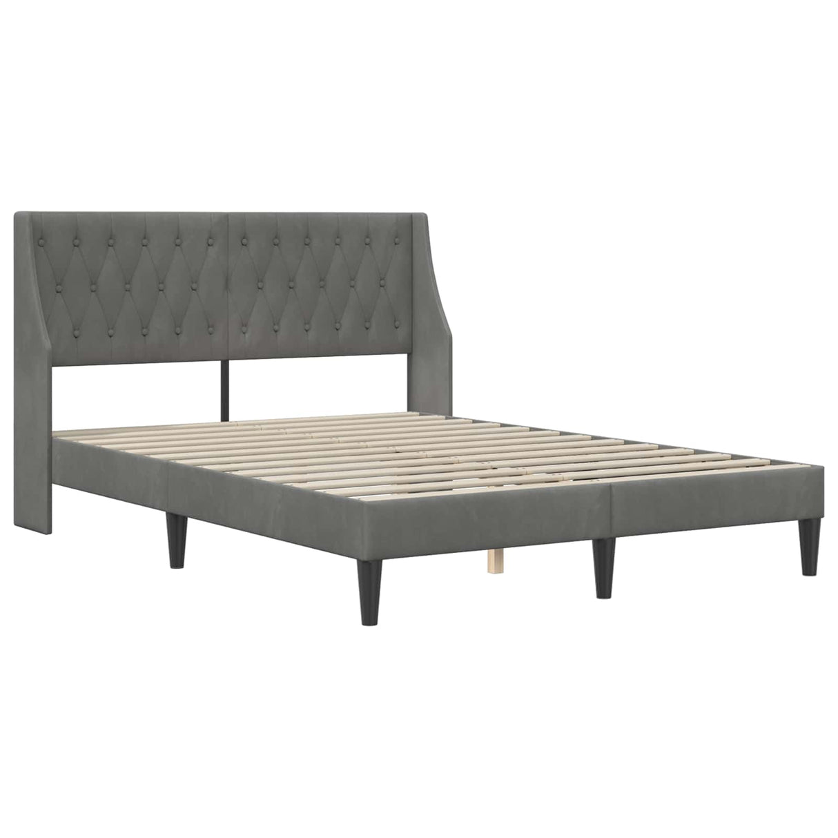 vidaXL Bed Frame with Mattress Dark Grey 137 x 190 cm Velvet