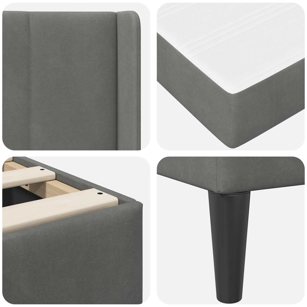 vidaXL Bedframe met matras met matras Donkergrijs 137 x 190 cm Fluweel