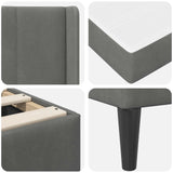 vidaXL Bedframe met matras met matras Donkergrijs 137 x 190 cm Fluweel