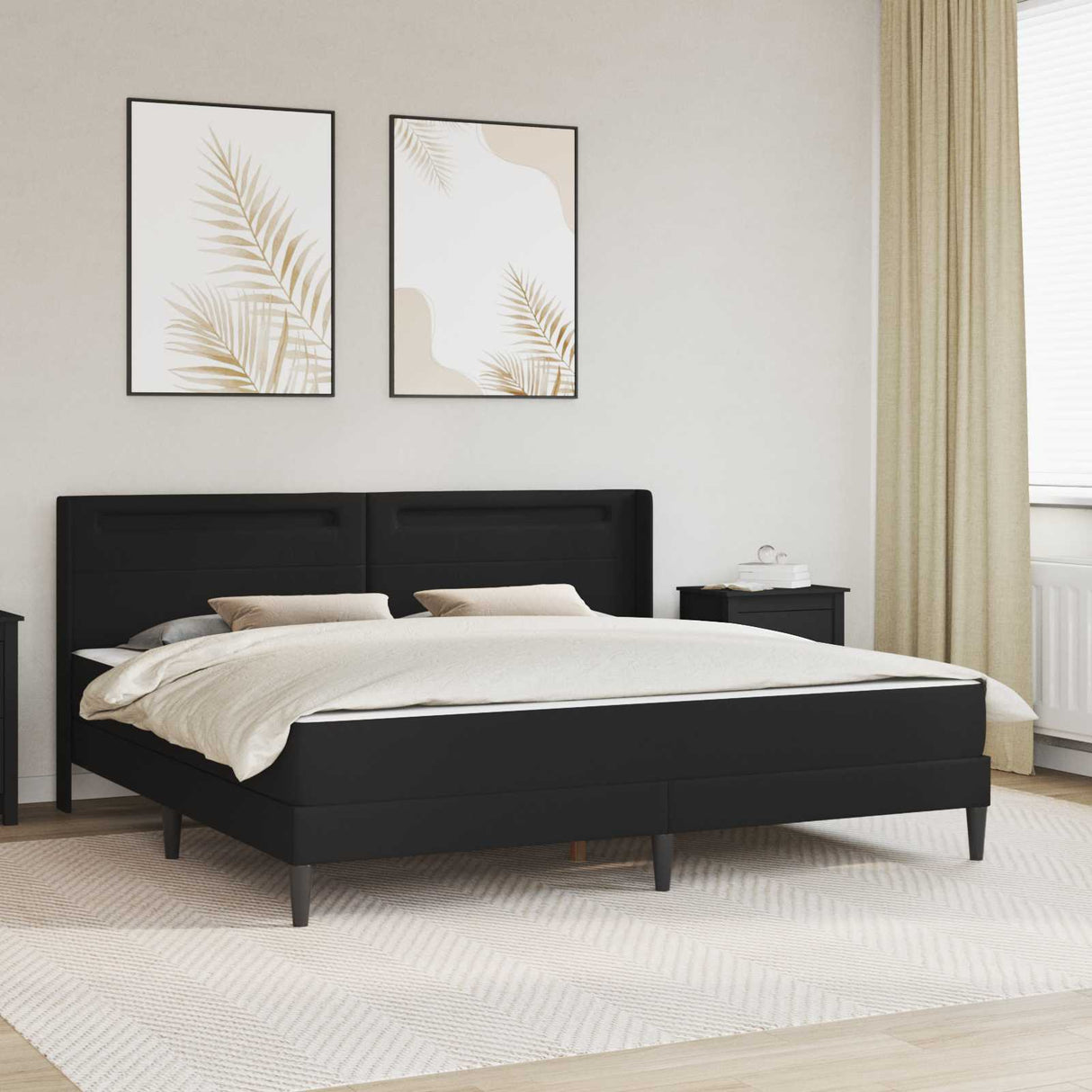 vidaXL Bedframe met matras met hoofdeinde Zwart 90 x 190 cm Kunstleer