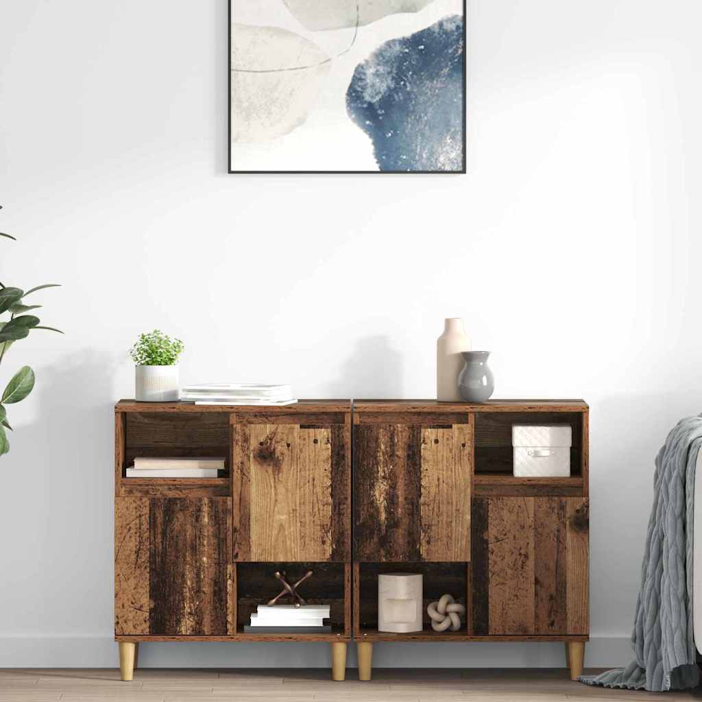 vidaXL Dressoirs 2 st 60x35x70 cm bewerkt hout wit