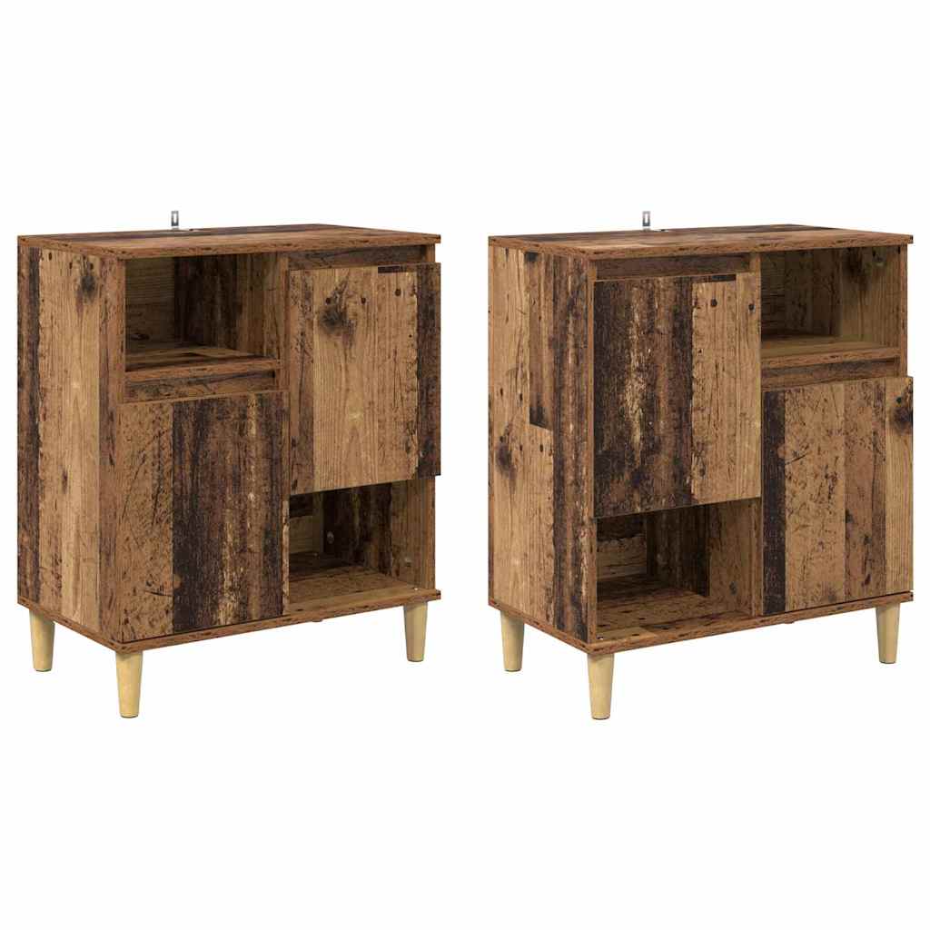 vidaXL Dressoirs 2 st 60x35x70 cm bewerkt hout wit