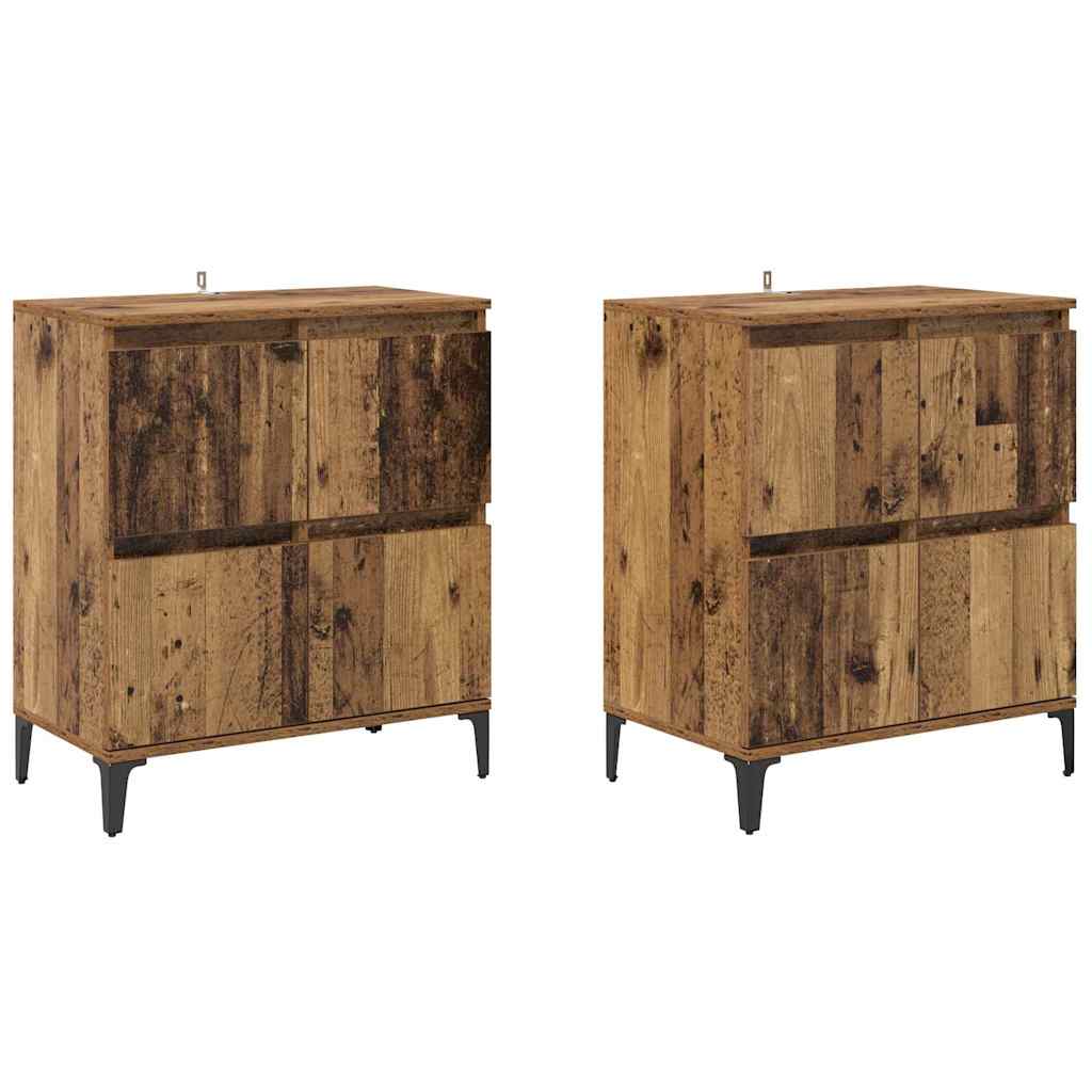 vidaXL Dressoirs 2 st 60x35x70 cm bewerkt hout wit