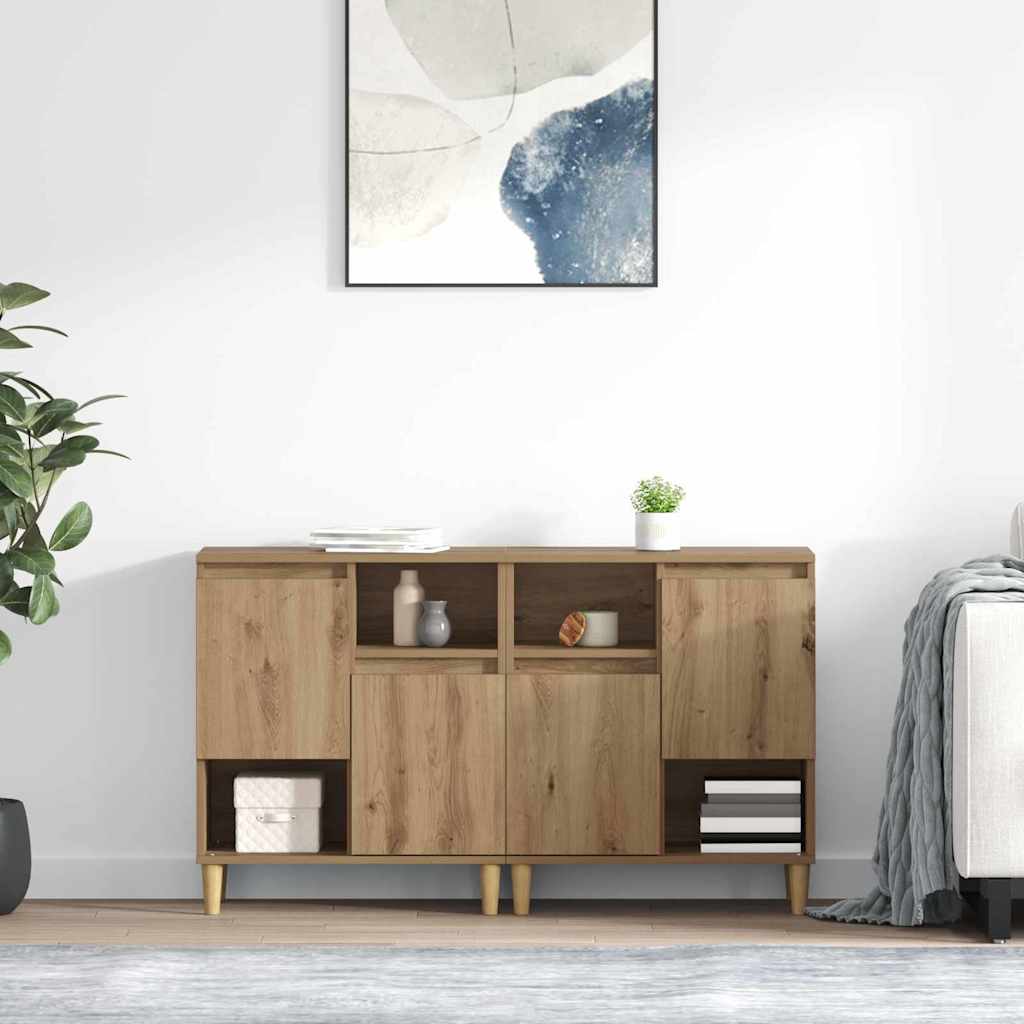 vidaXL Dressoirs 2 st 60x35x70 cm bewerkt hout wit