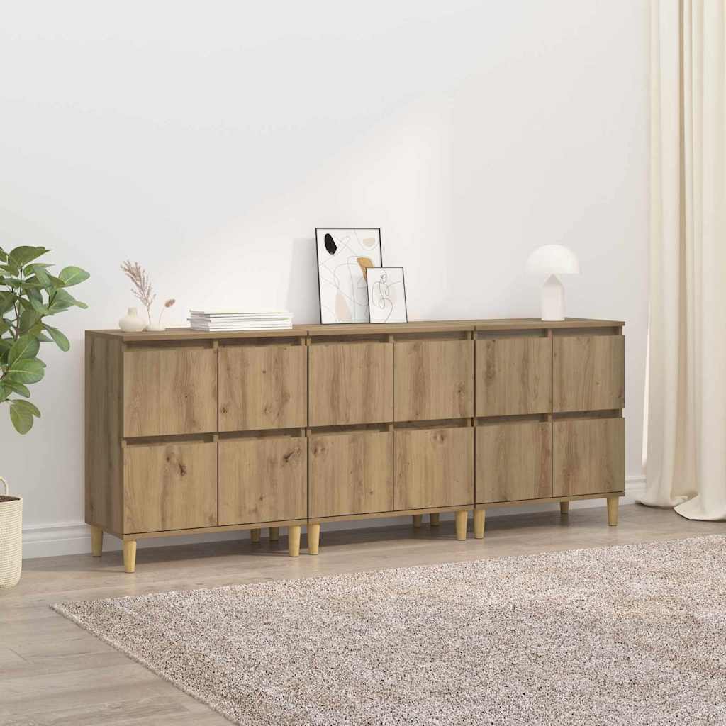 vidaXL Dressoirs 2 st 60x35x70 cm bewerkt hout wit