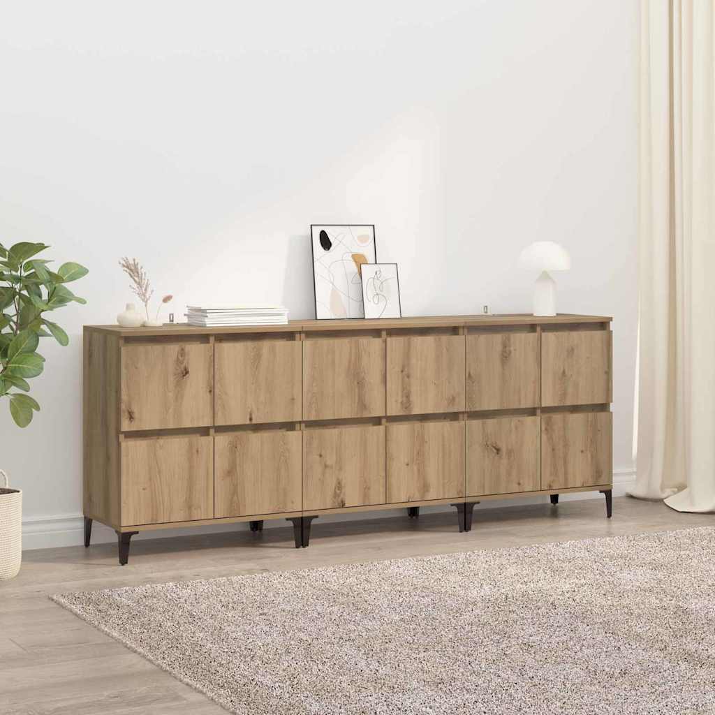 vidaXL Dressoirs 2 st 60x35x70 cm bewerkt hout wit