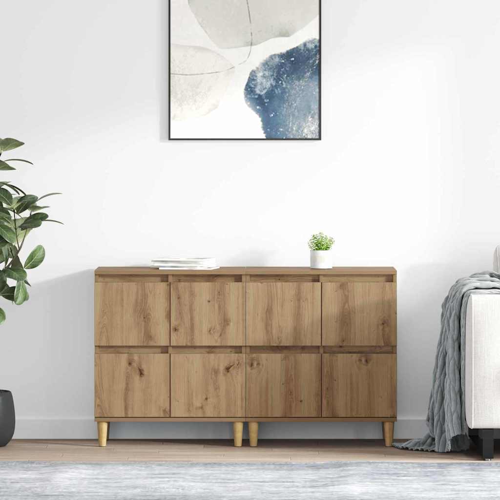vidaXL Dressoirs 2 st 60x35x70 cm bewerkt hout wit