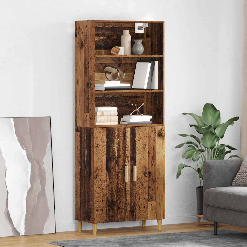 vidaXL Highboard Oud Hout 69,5 x 32,5 x 180 cm Bewerkt hout
