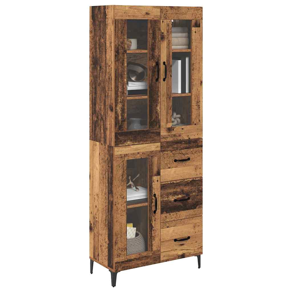 vidaXL Highboard with Drawer Old Wood 69.5 x 34 x 180 cm Engineered Wood
