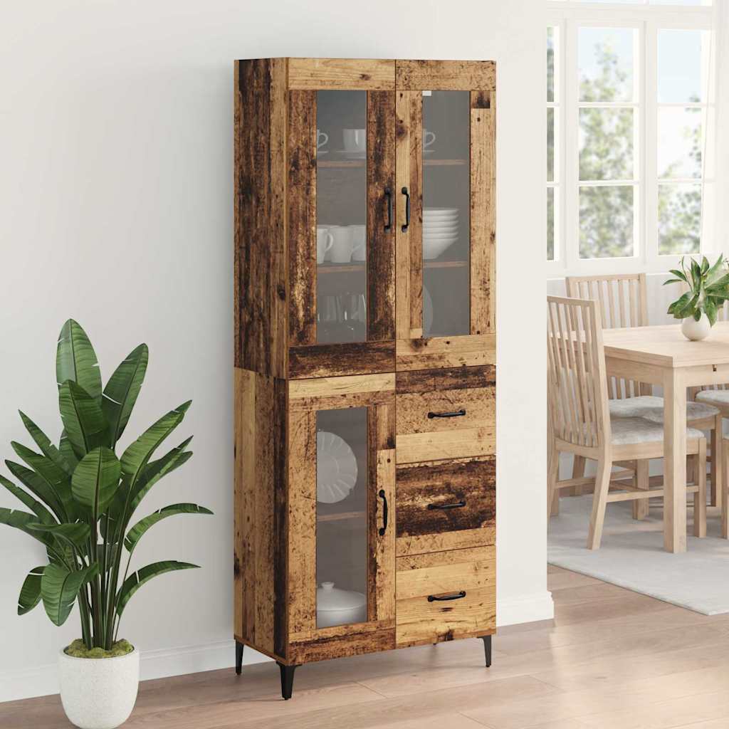 vidaXL Highboard with Drawer Old Wood 69.5 x 34 x 180 cm Engineered Wood