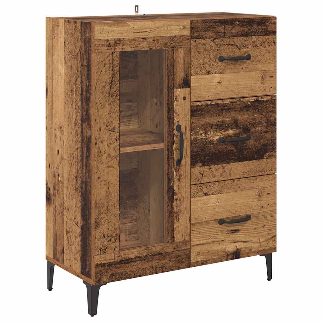 vidaXL Highboard with Drawer Old Wood 69.5 x 34 x 180 cm Engineered Wood