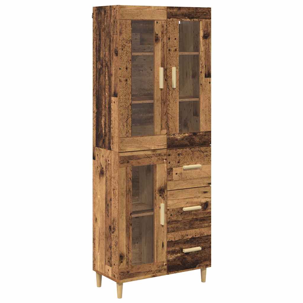 vidaXL Highboard with Drawer Old Wood 69.5 x 34 x 180 cm Engineered Wood