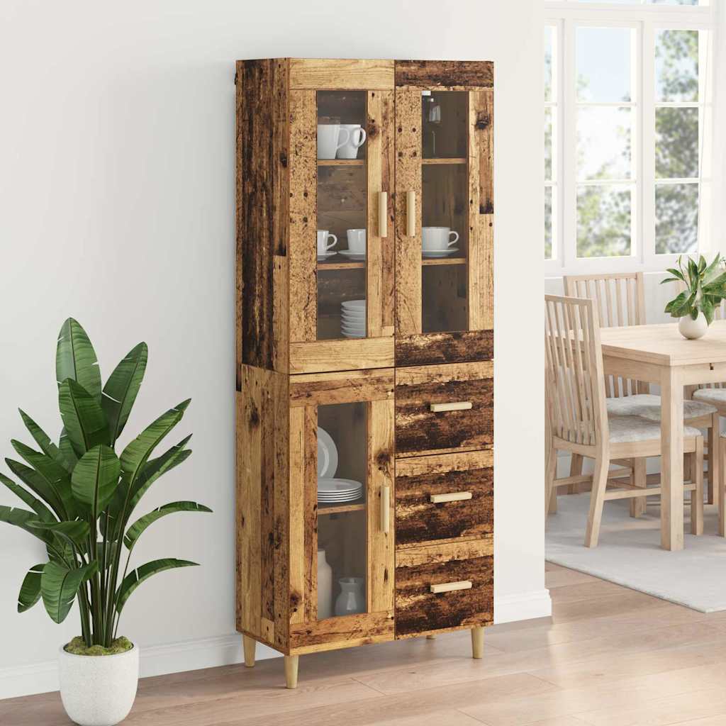 vidaXL Highboard with Drawer Old Wood 69.5 x 34 x 180 cm Engineered Wood