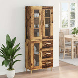 vidaXL Highboard with Drawer Old Wood 69.5 x 34 x 180 cm Engineered Wood