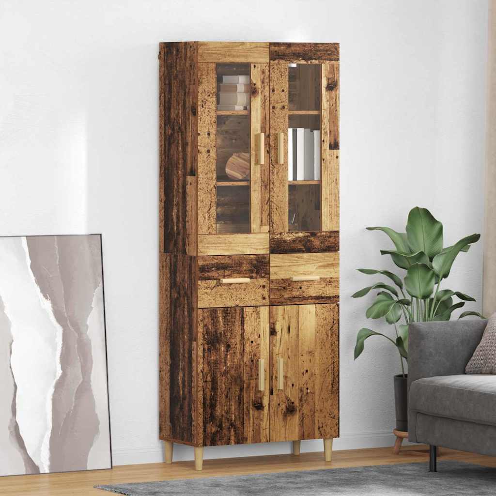 vidaXL Highboard with Drawer Old Wood 69.5 x 34 x 180 cm Engineered Wood