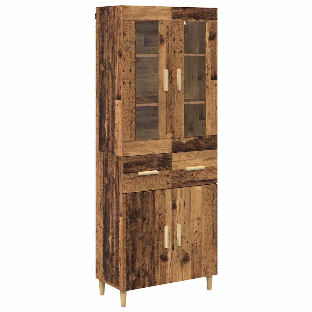 vidaXL Highboard with Drawer Old Wood 69.5 x 34 x 180 cm Engineered Wood