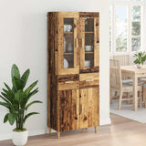 vidaXL Highboard with Drawer Old Wood 69.5 x 34 x 180 cm Engineered Wood