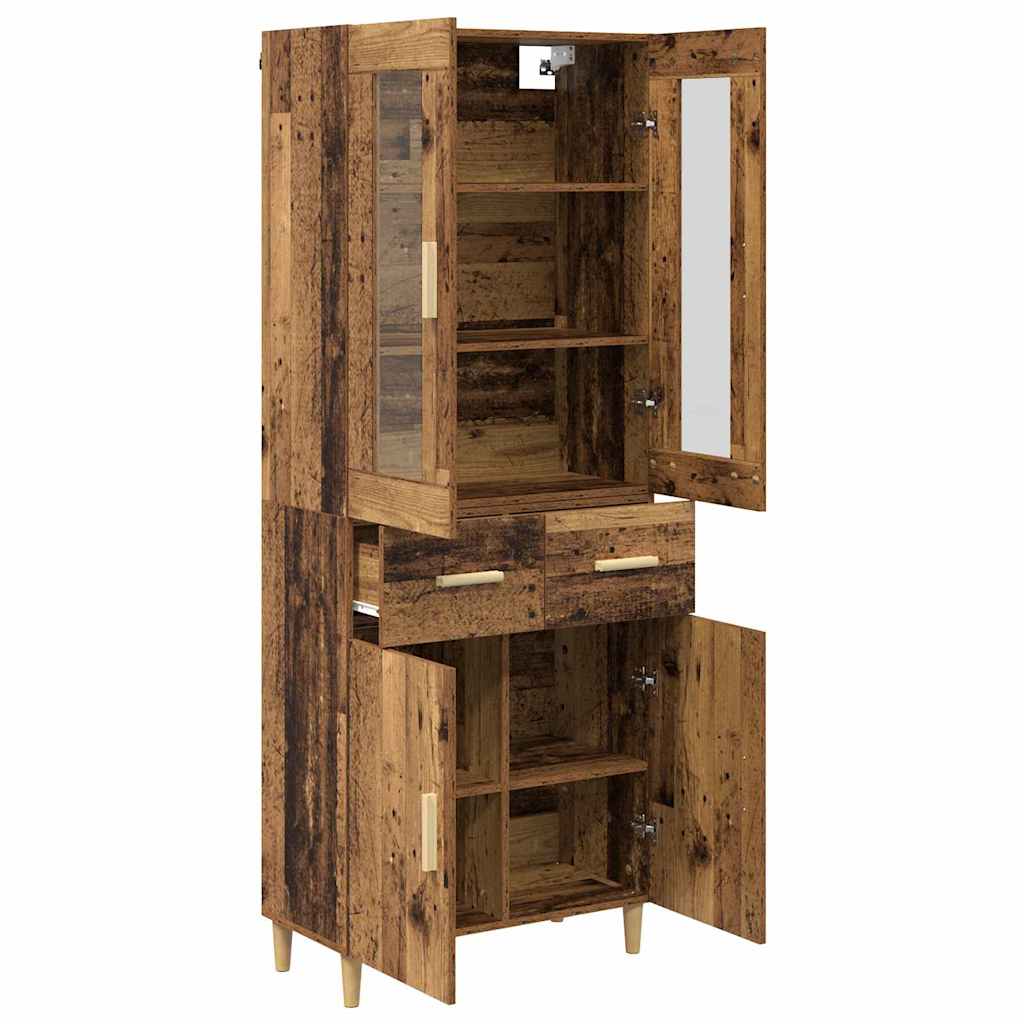 vidaXL Highboard with Drawer Old Wood 69.5 x 34 x 180 cm Engineered Wood