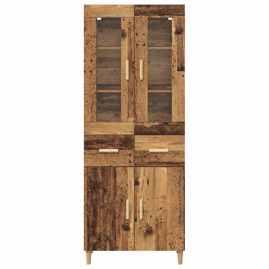 vidaXL Highboard with Drawer Old Wood 69.5 x 34 x 180 cm Engineered Wood