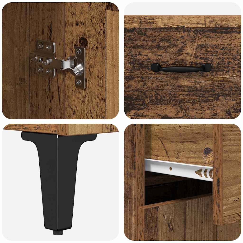 vidaXL Highboard met lade Oud Hout 69,5 x 34 x 180 cm Bewerkt hout