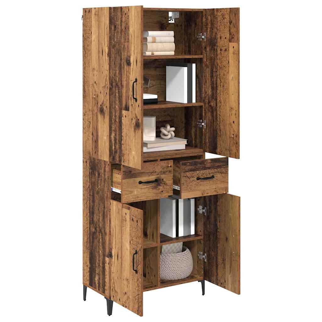 vidaXL Highboard met lade Oud Hout 69,5 x 34 x 180 cm Bewerkt hout