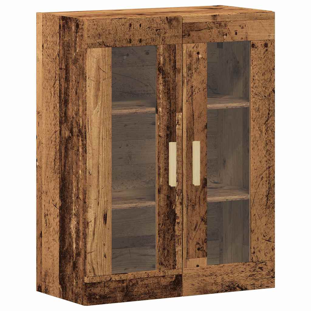 vidaXL Highboard Old Wood 69.5 x 34 x 180 cm Engineered Wood and Glass