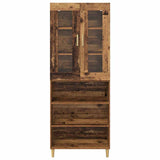 vidaXL Highboard Old Wood 69.5 x 34 x 180 cm Engineered Wood and Glass