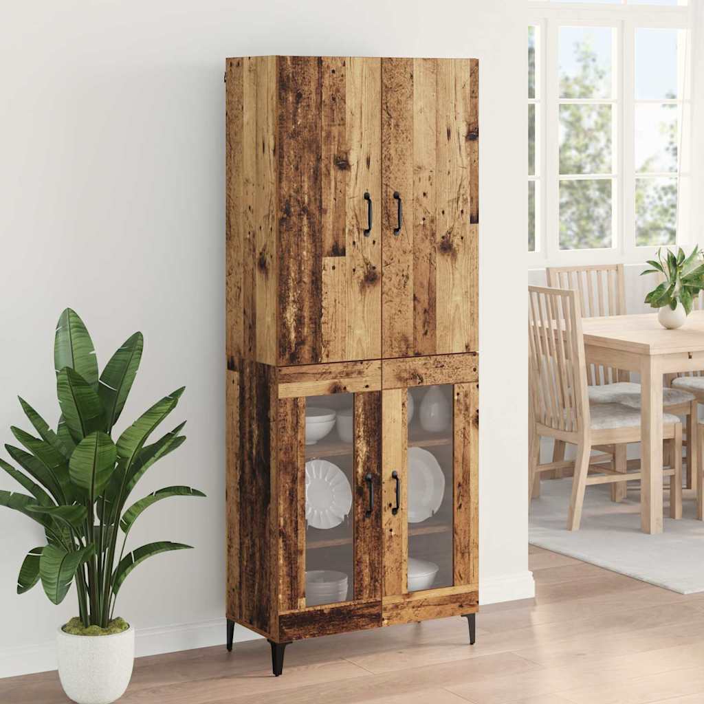 vidaXL Highboard Oud Hout 69,5 x 34 x 180 cm Bewerkt hout