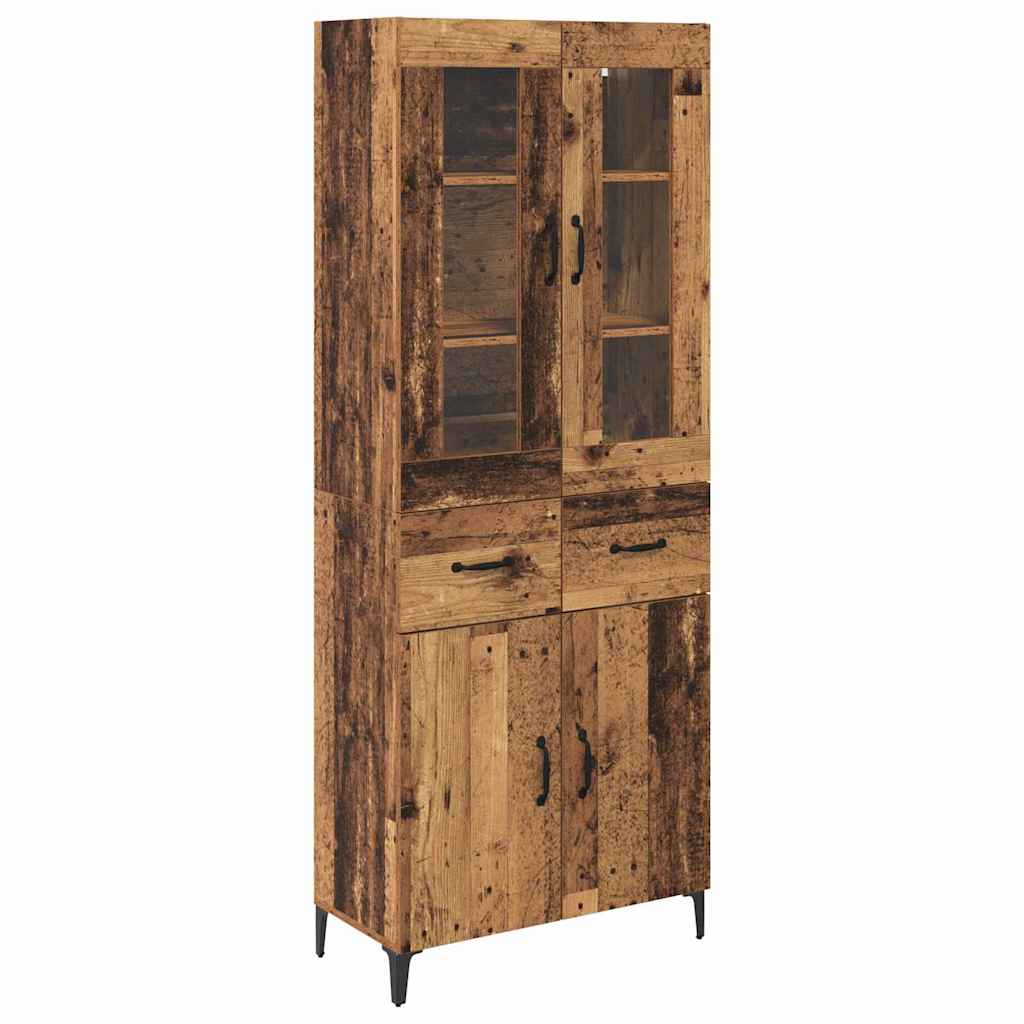 vidaXL Highboard met lade Oud Hout 69,5 x 34 x 180 cm Bewerkt hout