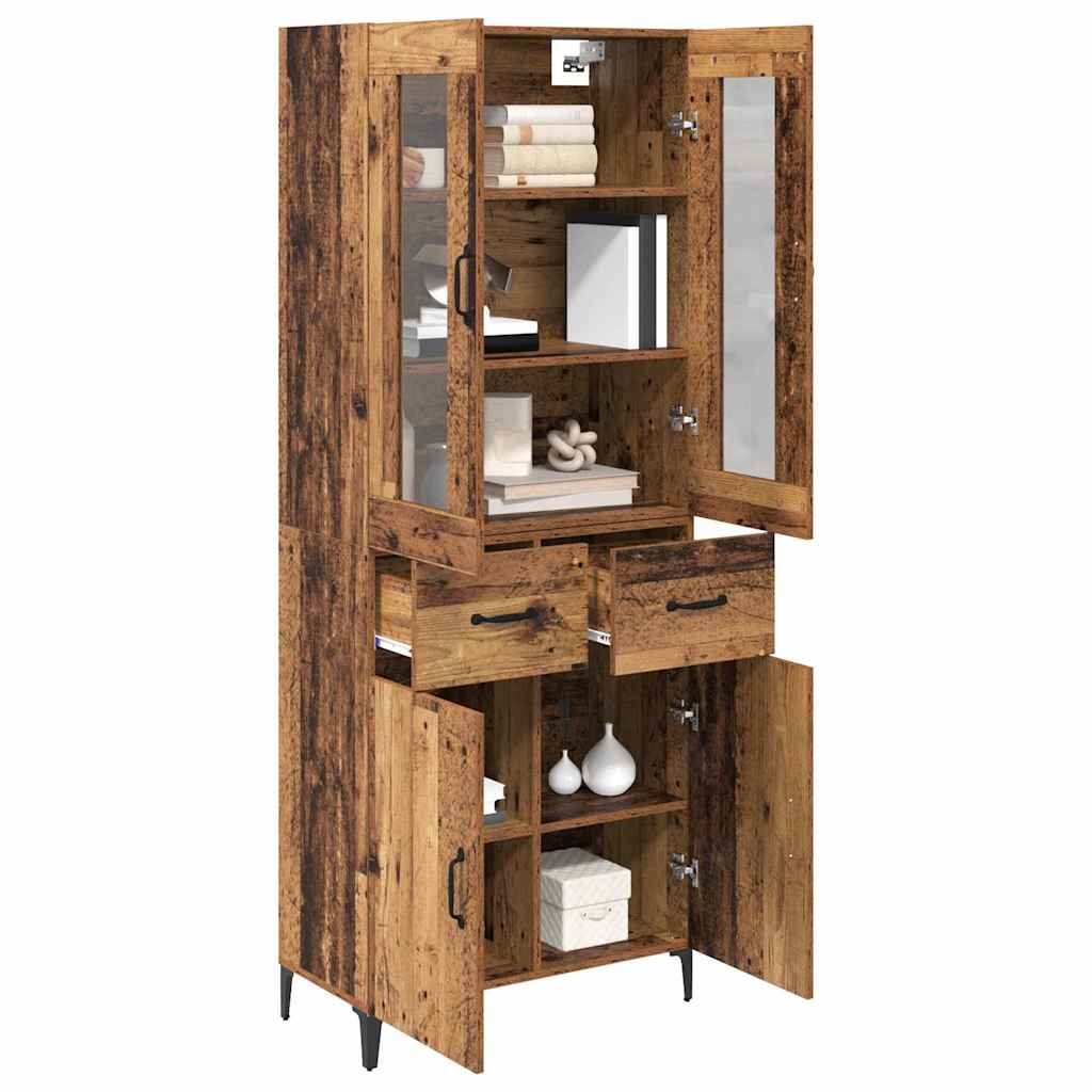 vidaXL Highboard met lade Oud Hout 69,5 x 34 x 180 cm Bewerkt hout