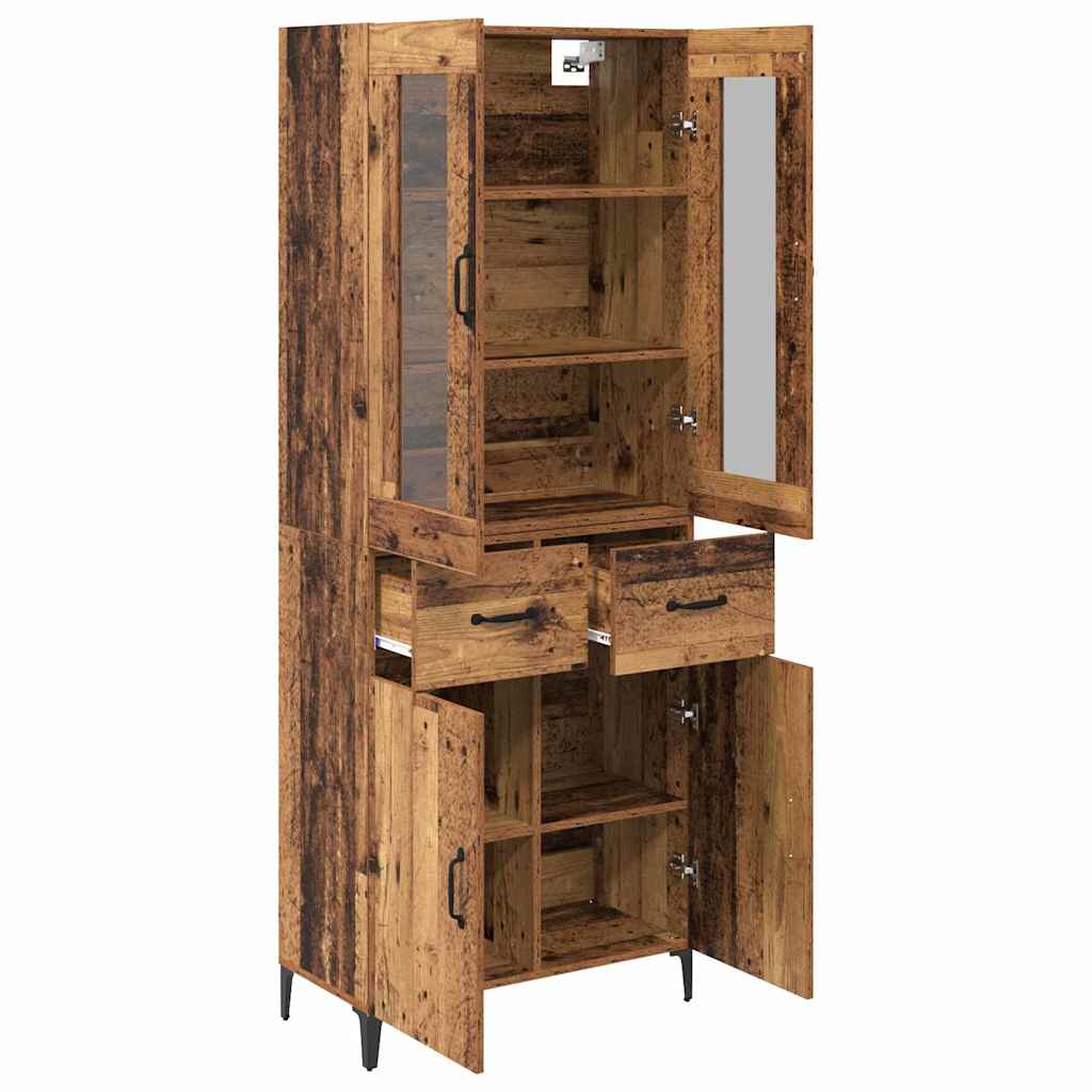 vidaXL Highboard met lade Oud Hout 69,5 x 34 x 180 cm Bewerkt hout