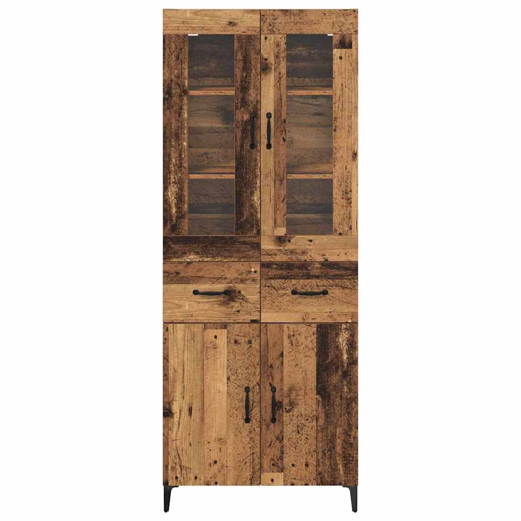 vidaXL Highboard met lade Oud Hout 69,5 x 34 x 180 cm Bewerkt hout