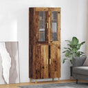 vidaXL Highboard Oud Hout 69,5 x 34 x 180 cm Gefabriceerd Hout en Glas