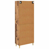 vidaXL Highboard Oud Hout 69,5 x 34 x 180 cm Gefabriceerd Hout en Glas