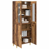 vidaXL Highboard Oud Hout 69,5 x 34 x 180 cm Gefabriceerd Hout en Glas