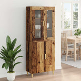 vidaXL Highboard Oud Hout 69,5 x 34 x 180 cm Gefabriceerd Hout en Glas