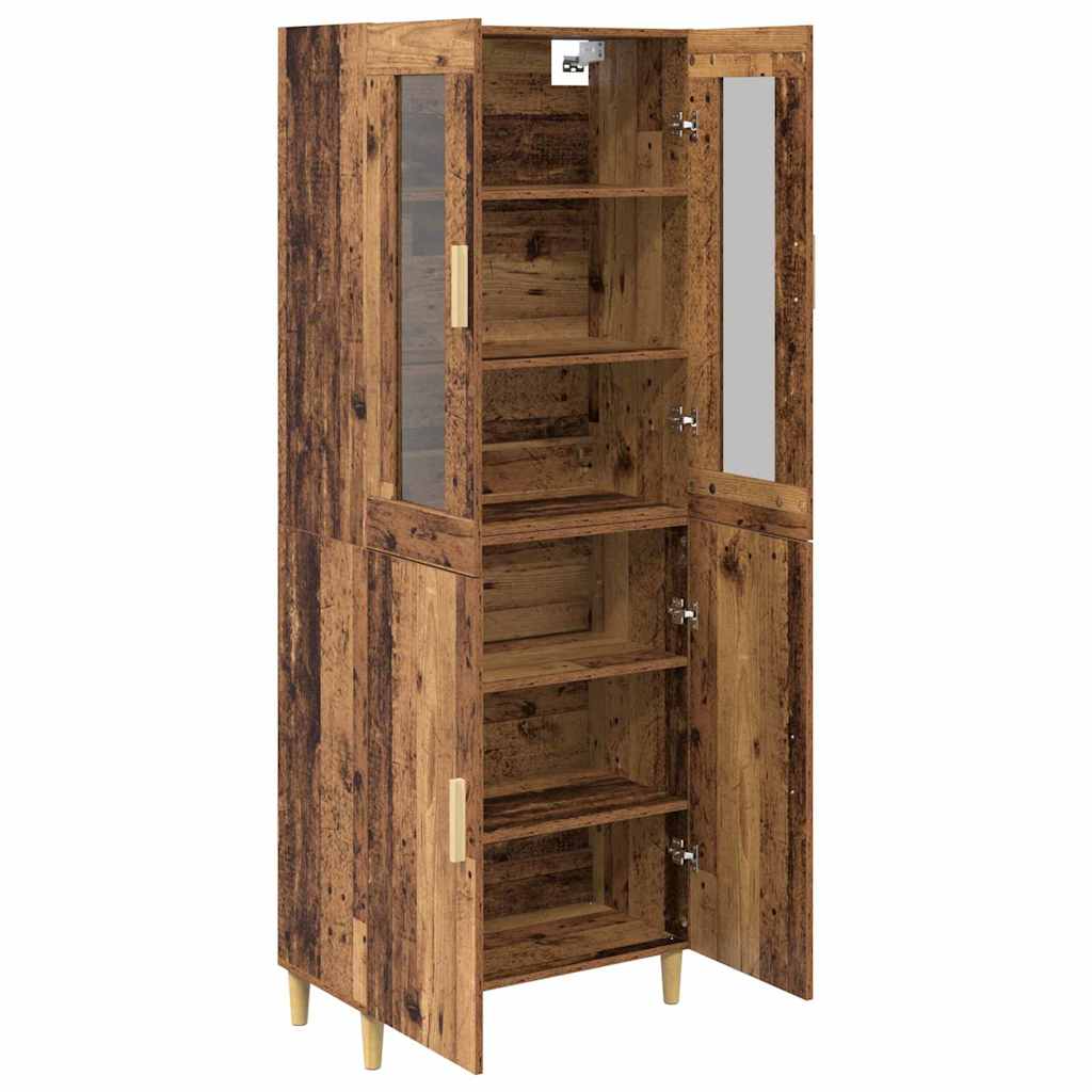 vidaXL Highboard Oud Hout 69,5 x 34 x 180 cm Gefabriceerd Hout en Glas
