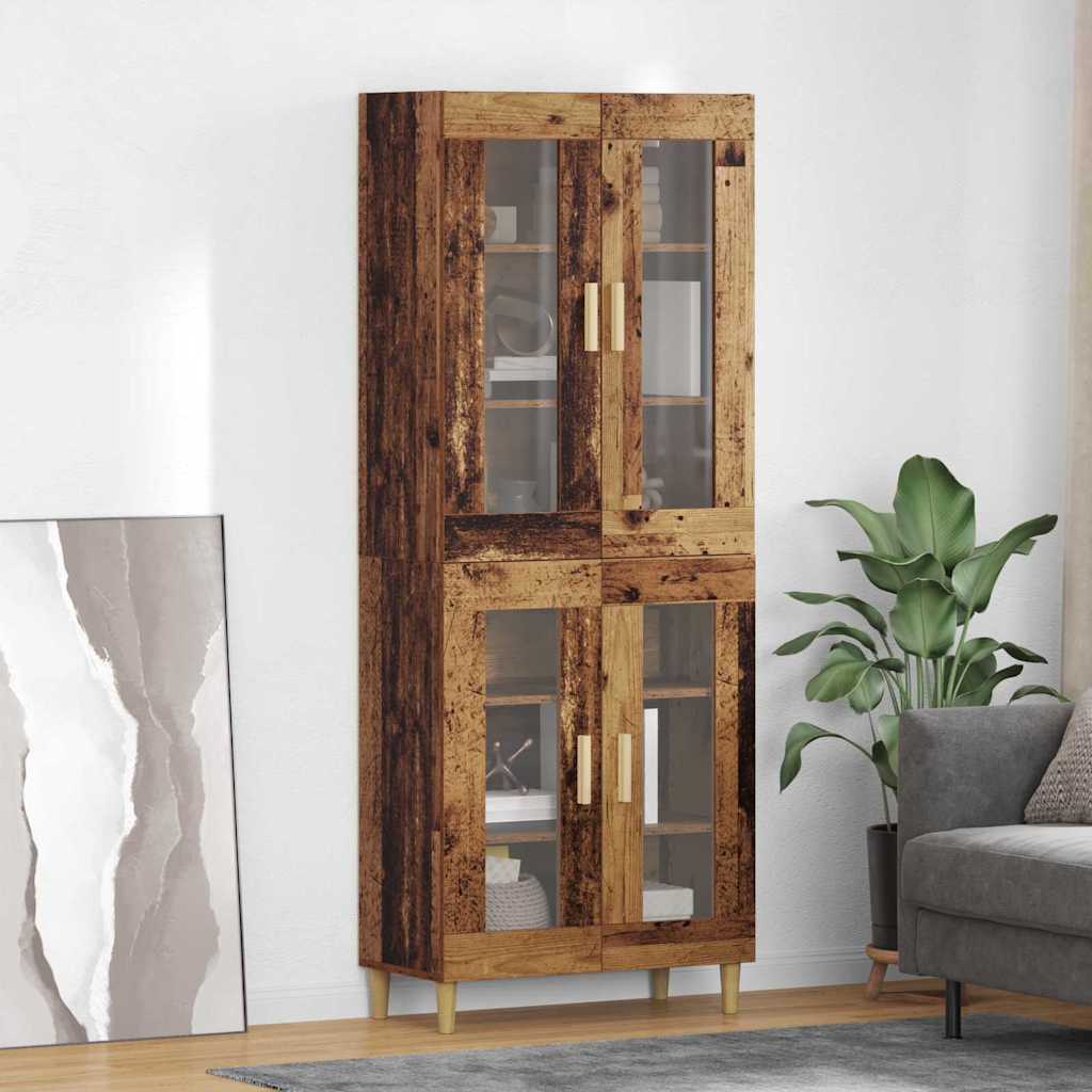 vidaXL Highboard Oud Hout 69,5 x 34 x 180 cm Bewerkt hout