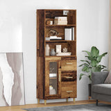 vidaXL Highboard Oud Hout 69,5 x 32,5 x 180 cm Bewerkt hout