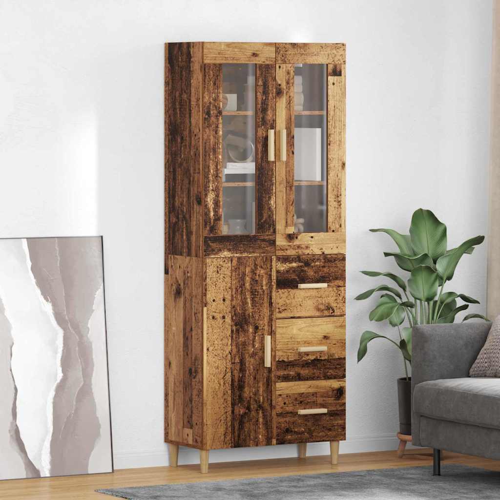 vidaXL Highboard met lade Oud Hout 69,5 x 34 x 180 cm Bewerkt hout