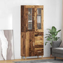 vidaXL Highboard met lade Oud Hout 69,5 x 34 x 180 cm Bewerkt hout