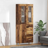 vidaXL Highboard met lade Oud Hout 69,5 x 34 x 180 cm Bewerkt hout