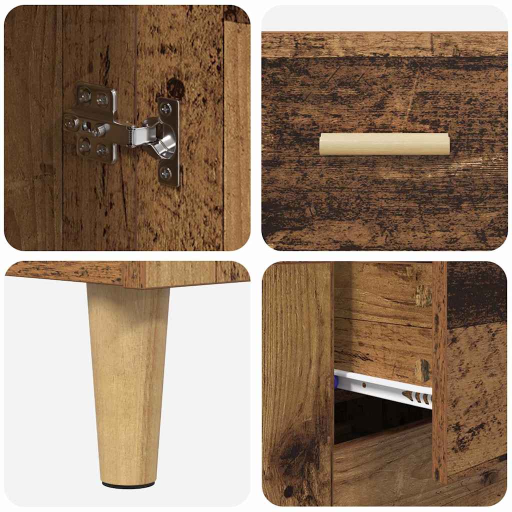 vidaXL Highboard met lade Oud Hout 69,5 x 34 x 180 cm Bewerkt hout