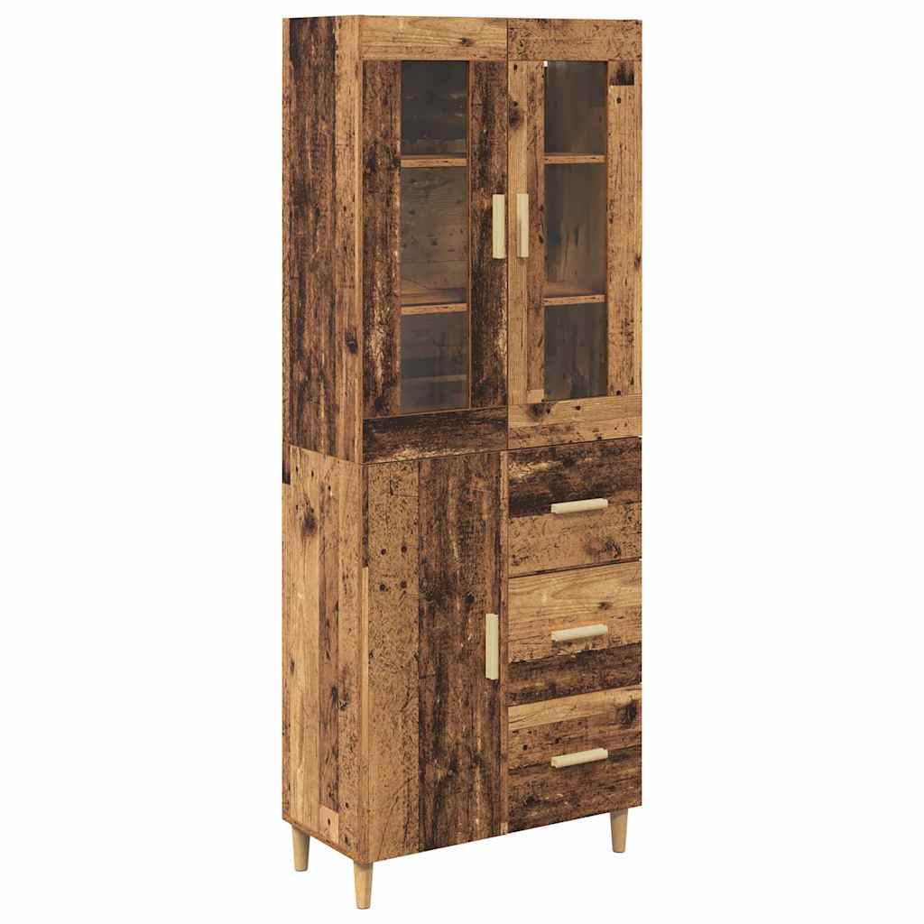 vidaXL Highboard met lade Oud Hout 69,5 x 34 x 180 cm Bewerkt hout
