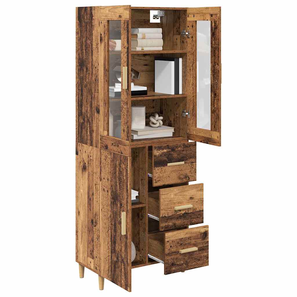 vidaXL Highboard met lade Oud Hout 69,5 x 34 x 180 cm Bewerkt hout