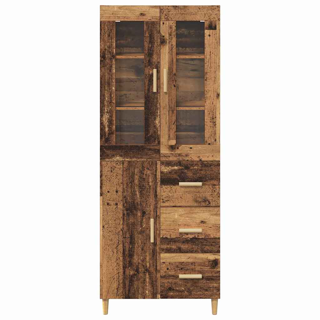vidaXL Highboard met lade Oud Hout 69,5 x 34 x 180 cm Bewerkt hout