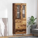 vidaXL Highboard Oud Hout 69,5 x 34 x 180 cm Gefabriceerd Hout en Glas