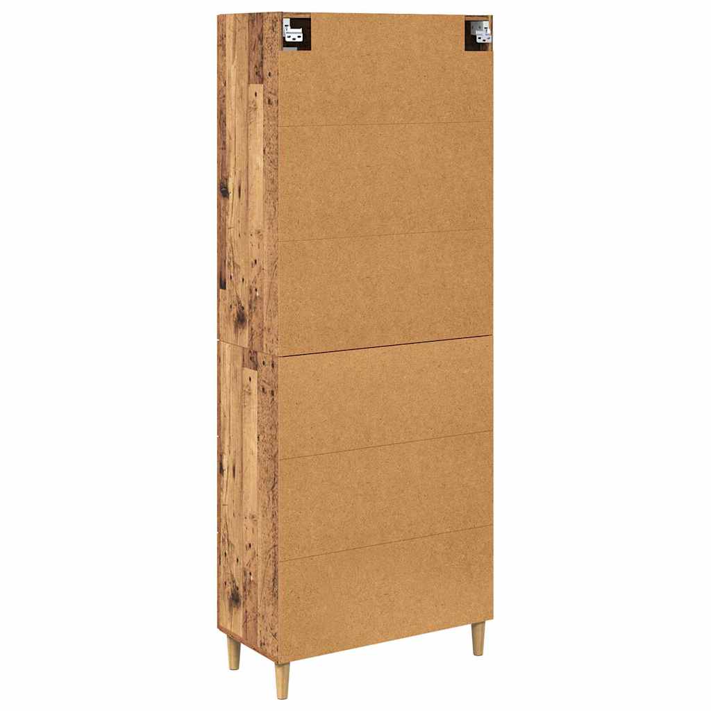 vidaXL Highboard Oud Hout 69,5 x 34 x 180 cm Gefabriceerd Hout en Glas