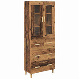 vidaXL Highboard Oud Hout 69,5 x 34 x 180 cm Gefabriceerd Hout en Glas
